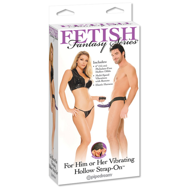 Вибрострапон унисекс FF VIBRATING HOLLOW STRAP ON PURPLE, 15x4 см
