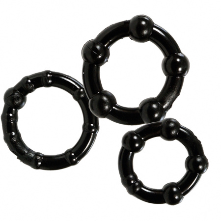Набор эрекционных колец STAY HARD - THREE RINGS - BLACK