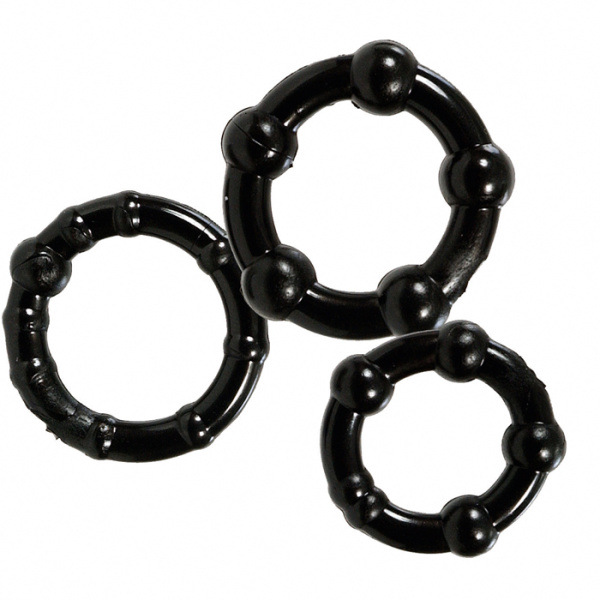 Набор эрекционных колец STAY HARD - THREE RINGS - BLACK